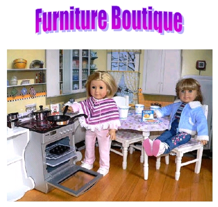 Doll Furniture beds, stoves, sinks, tables and desks