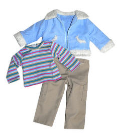 Sherpa jacket, shirt and cargo pants for 18 inch dolls