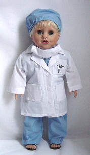 White Lab Coat and Scrubs for Dolls