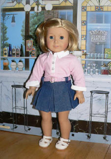 Pink Shirt and Denim Skirt Set for 18 inch dolls 