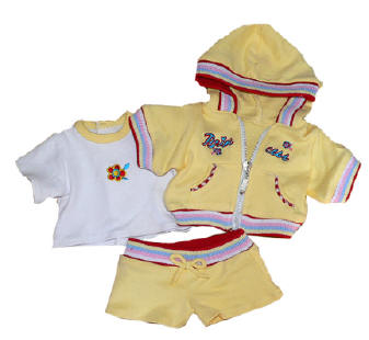 yellow summer sweat suit for your doll