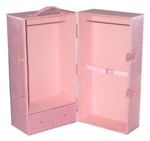 doll trunk with pink hearts